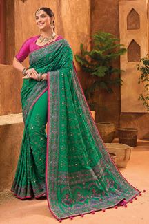 Picture of Impressive Kachhi Work Silk Designer Saree for Wedding