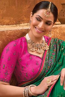 Picture of Impressive Kachhi Work Silk Designer Saree for Wedding