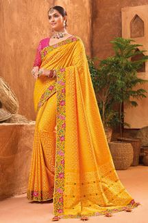 Picture of Astounding Silk Designer Saree for Wedding and Haldi