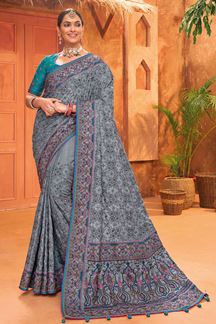 Picture of Gorgeous Kachhi Silk Designer Saree for Engagement and Reception