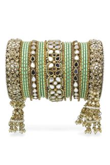 Picture of Enticing Designer Mirror Style Bangle Set with Jhumki for Brides 