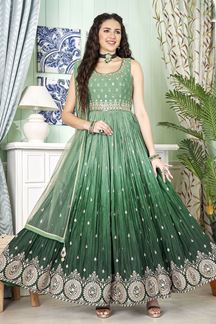 Picture of Stunning Sea Green Designer Anarkali Suit for Engagement and Mehendi