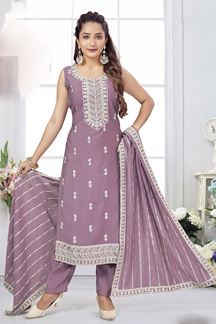 Picture of Spectacular Lilac Designer Salwar Suit for Party and Festival