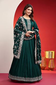 Picture of Stunning Teal Green Designer Anarkali Suit for Mehendi and Wedding 