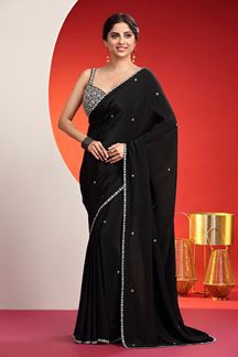 Picture of Beautiful Black Designer Indo-Western Saree for Party and Reception