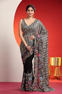 Picture of Astounding Black Designer Indo-Western Saree for Sangeet and Reception