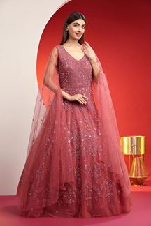 Picture of Dazzling Net Designer Gown for Engagement and Reception