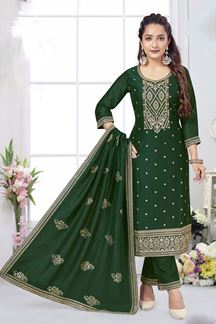 Picture of Flawless Dark Green Designer Salwar Suit for Party and Festival