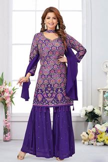Picture of Awesome Purple Designer Gharara for Party and Festival