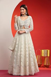 Picture of Attractive Off White Designer Wedding Lehenga Choli for Engagement and Reception