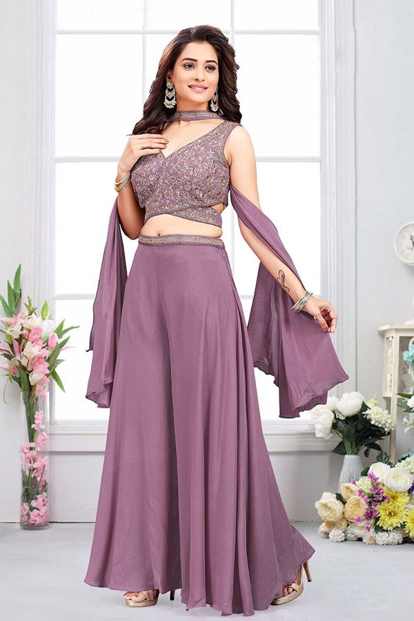 Picture of Amazing Lilac Designer Indo-Western Palazzo Suit for Party and Engagement
