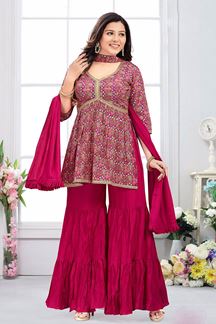 Picture of Lovely Rani Pink Designer Indo-Western Gharara Suit for Party and Festival