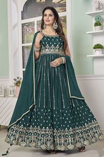 Picture of Stunning Green Designer Anarkali Suit for Mehendi and Festive Wear 