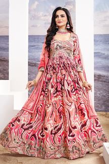 Picture of Glorious Peach Designer Anarkali Suit for Party
