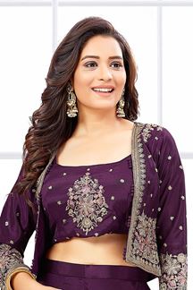 Picture of Irresistible Purple Designer Indo-Western Palazzo Suit for Party and Engagement