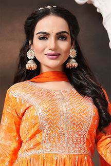 Picture of Gorgeous Orange Designer Gharara for Haldi and Mehendi
