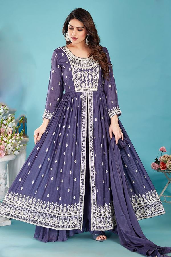 Picture of Magnificent Purple Designer Indo-Western Suit for Party and Festive Wear 