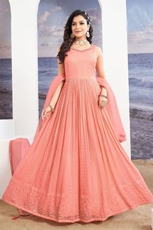 Picture of Surreal Peach Designer Anarkali Suit for Engagement and Reception