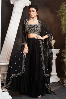 Picture of Classy Black Designer Indo-Western Suit for Party