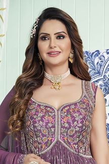 Picture of Alluring Lavender Designer Anarkali Suit for Engagement, and Reception