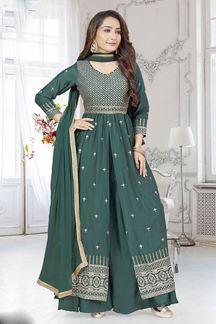 Picture of Heavenly Shaded Green Designer Indo-Western Salwar Suit for Party and Festive
