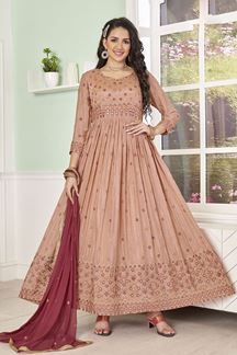 Picture of Stunning Peach Designer Anarkali Suit for  Engagement and Reception