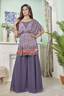 Picture of Pretty Lavender Designer Indo-Western Palazzo Suit for Engagement and Party