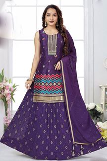 Picture of Outstanding Purple Designer Indo-Western Lehenga Choli for Party and Festive Wear
