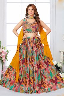 Picture of Breathtaking Designer Indo-Western Lehenga Choli for Haldi and Mehendi