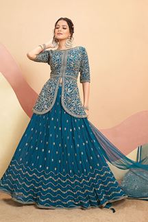 Picture of Heavenly Blue Designer Wedding Lehenga Choli for Engagement and Sangeet