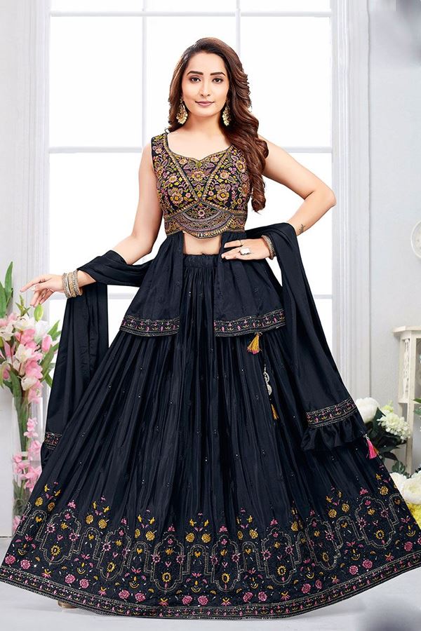 Picture of Glamorous Blue Designer Indo-Western Lehenga Choli for Sangeet and Reception