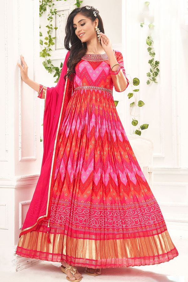 Picture of Vibrant Pink Designer Anarkali Suit for Wedding and Festive Wear
