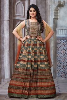 Picture of Mesmerizing Multi Designer Anarkali Suit for Party, Wedding, Engagement, and Reception