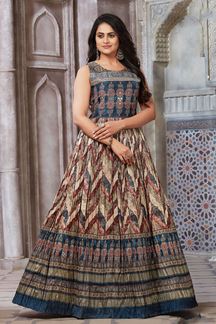 Picture of Dazzling Blue Designer Anarkali Suit for Party and Festive Wear