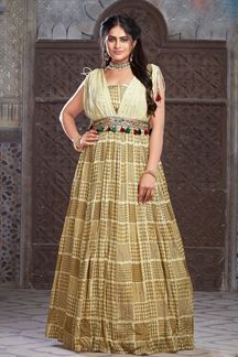 Picture of Royal Beige Designer Anarkali Suit for Party, Engagement, and Reception