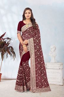 Picture of Lovely Georgette Designer Saree for Reception and Wedding