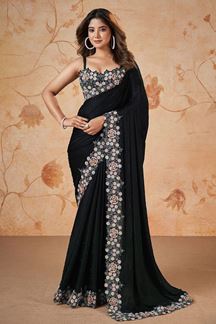 Picture of Stylish Black Designer Saree for Party and Sangeet
