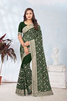 Picture of Captivating Georgette Designer Saree for Reception, Mehendi, and Party