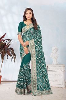 Picture of Flawless Georgette Designer Saree for Reception, Mehendi, and Party