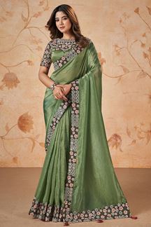 Picture of Charming Green Designer Saree for Wedding and Reception