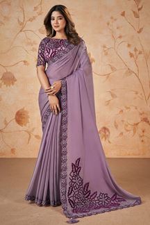 Picture of Exquisite Purple Designer Saree for Engagement and Party
