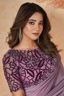 Picture of Exquisite Purple Designer Saree for Engagement and Party