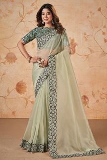 Picture of Beautiful Net Organza Georgette Designer Saree for Party