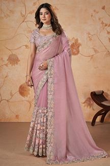 Picture of Lovely Pink Designer Saree for Engagement, Reception, Party