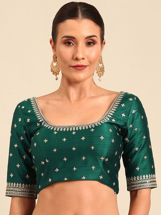 Picture of Heavenly Green Raw Silk Designer Blouse 