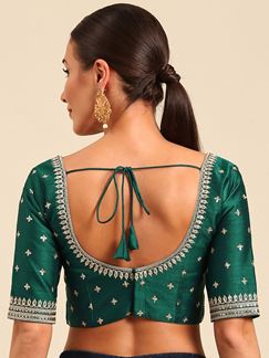 Picture of Heavenly Green Raw Silk Designer Blouse 