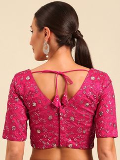 Picture of Impressive Pink Silk Designer Blouse for Wedding and Festival