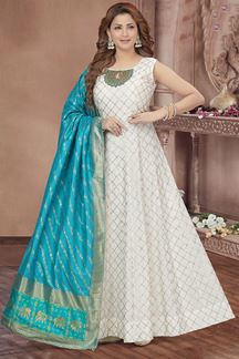 Picture of Astounding White Designer Anarkali Suit for Party and Festive wear