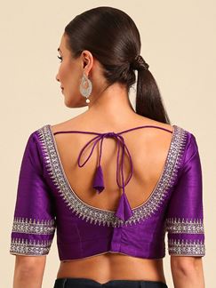 Picture of Glorious Purple Silk Designer Readymade Blouse for Wedding and Reception