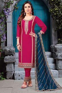 Picture of Amazing Pink Designer Straight Cut Salwar Suit for Party and Festive Wear 